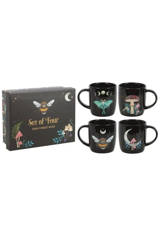 Image of KDMD Set of 4 Dark Forest Mugs Black