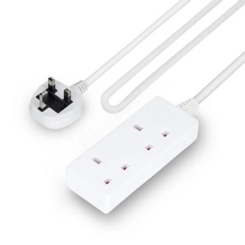 Image of GEEPAS 2 Gang Extension Lead, 1M Cable, White GES58101UK