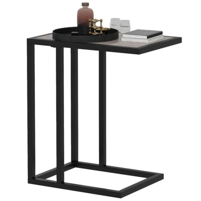 Image of Homcom C Shape Side Table W/ Wood-effect Top, White 838-035V81WT