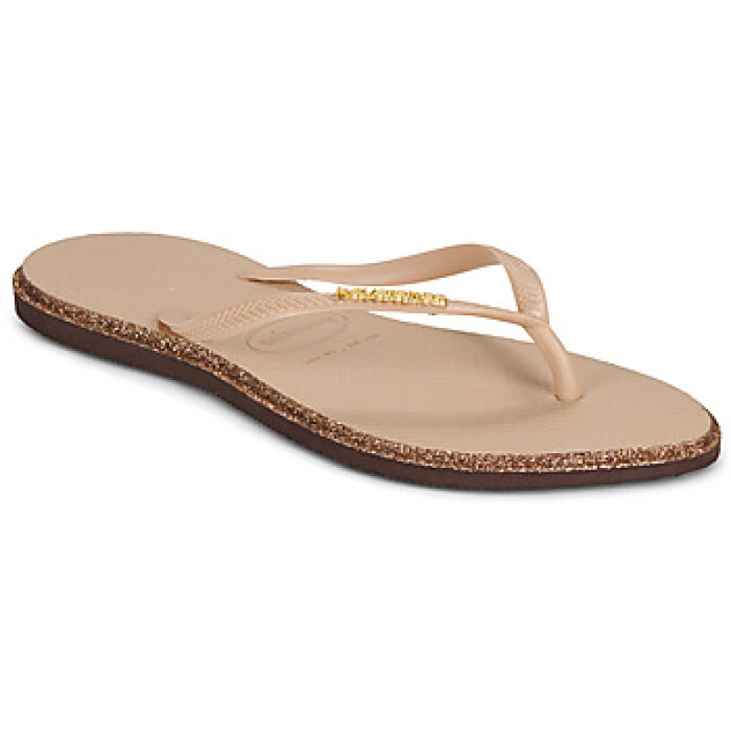 Image of Havaianas SLIM POINT GLITTER womens Flip flops / Sandals (Shoes) in Beige