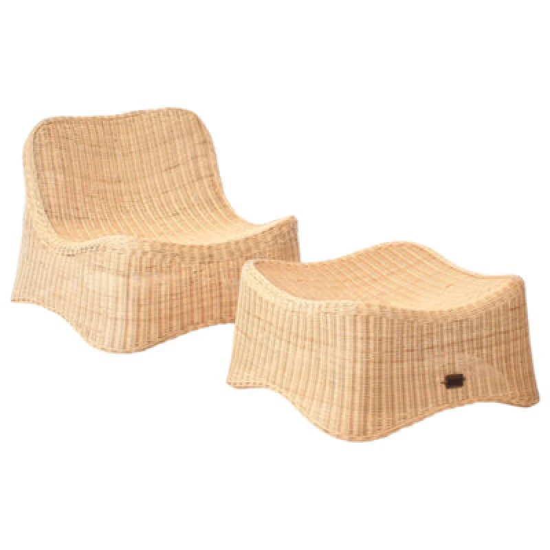 Image of Beliani Garden Armchair With Ottoman Aigani Rattan Natural