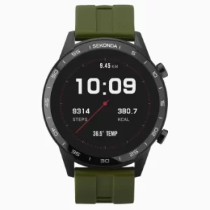Image of Sekonda Black Interactive Dial Green Silicone Strap Mens Smartwatch 1993