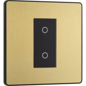 Image of BG Evolve Brushed (Black Ins) 200W Single Touch Dimmer Switch, 2-Way Master in Brass Steel