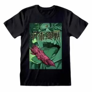 Image of Jujutsu Kaisen Unisex Adult Finger Licking T-Shirt (L) (Black/Green/Pink)