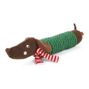 image of Zoon Festive Frankie Sausage TuffRope Dog Toy