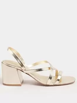 image of Long Tall Sally Cross Over Strap Block Heel Sandal Gold, Size 10, Women