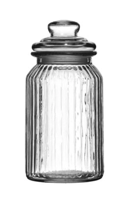 Image of Premier Housewares Ribbed Glass Storage Jar -1300ml Clear