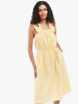 Image of Barbour Abbey Sleeveless Midi Dress - Yellow, Yellow, Size 10, Women