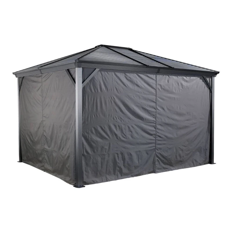 Image of Rowlinsons Curtains for Sojag Ventura / Ventura II Gazebo 3m x 3.7m - Polyester in Grey Grey Unisex