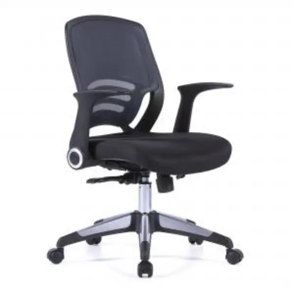 image of Graphite Designer Medium Back Task Chair with Folding Arms and Stylish NTDSBCMF560GY