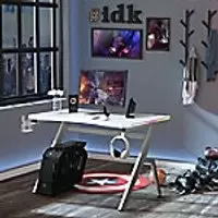 Image of Homcom Gaming Desk Steel White 666 x 960 mm