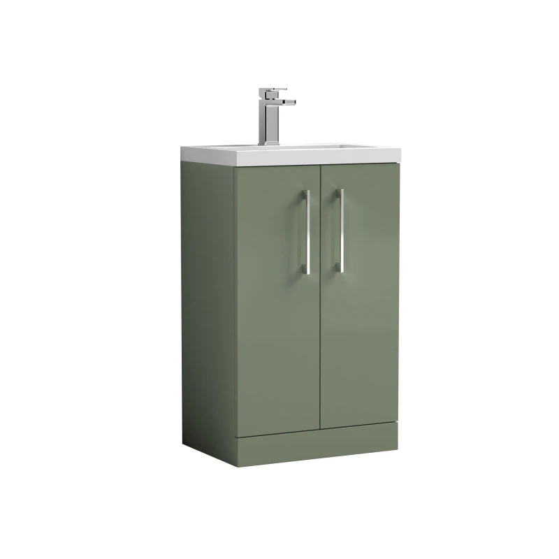 Image of Balterley Compact Floor Standing 2 Door Vanity Unit Polymarble Basin 500mm Green Green