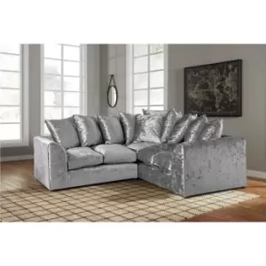 Image of Florexa Modern Crush Velvet Corner Sofa Silver