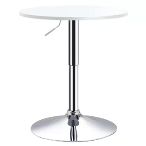 Image of HOMCOM Bar Table Φ60cm Adjustable Height Round Bistro Table w/ Swivel Top Metal Frame Counter Surface Stylish Kitchen Conservatory White