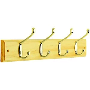 Image of Wickes Light Duty Hook Rail PineBrass 450mm