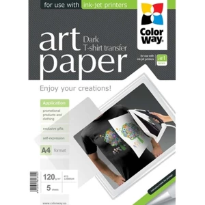 Image of ColorWay Art T-Shirt transfer Paper Dark 120g/m² A4 5 Sheets