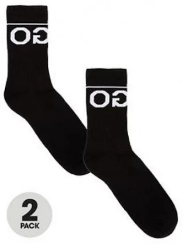 Image of Hugo Boss 2 Pack Logo Sports Socks Black Size 39-42