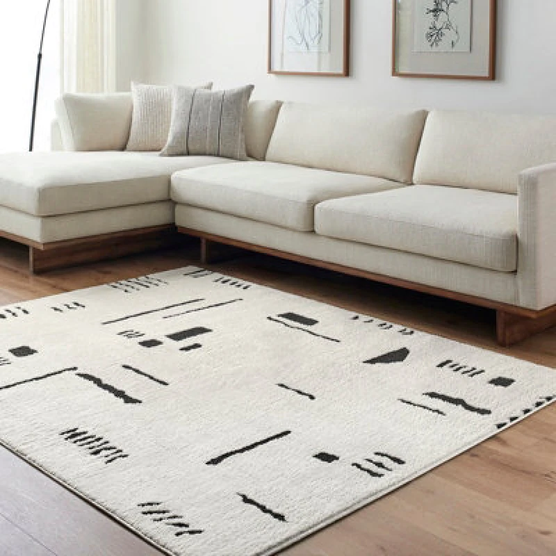 Image of Livabliss Scandi Modern High Pile Black Rita Area Rug 160 X 213cm - Easy Care, Non Shedding, Ideal For Living Room & Bedroom