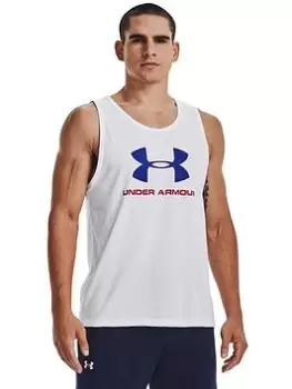 Image of Under Armour Training Sportstyle Logo Tank - White, Size XL, Men