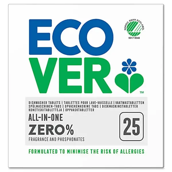 Image of Ecover All In One Dishwasher Tablets Zero Fragrance 25x pcs