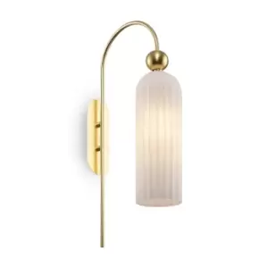 image of Antic Modern Wall Lamp Gold, Glass White Shade