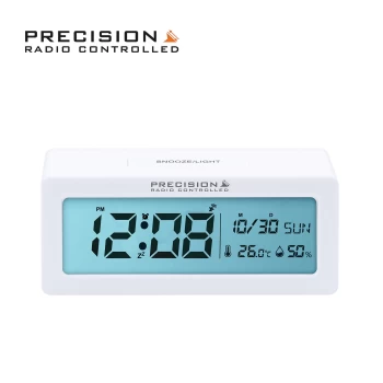 image of Precision Radio Controlled Alarm Clock - White