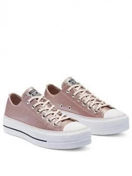 Image of Converse Chuck Taylor Womens All Star Glitter Lift Ox Plimsoll - Pink, Size 8, Women