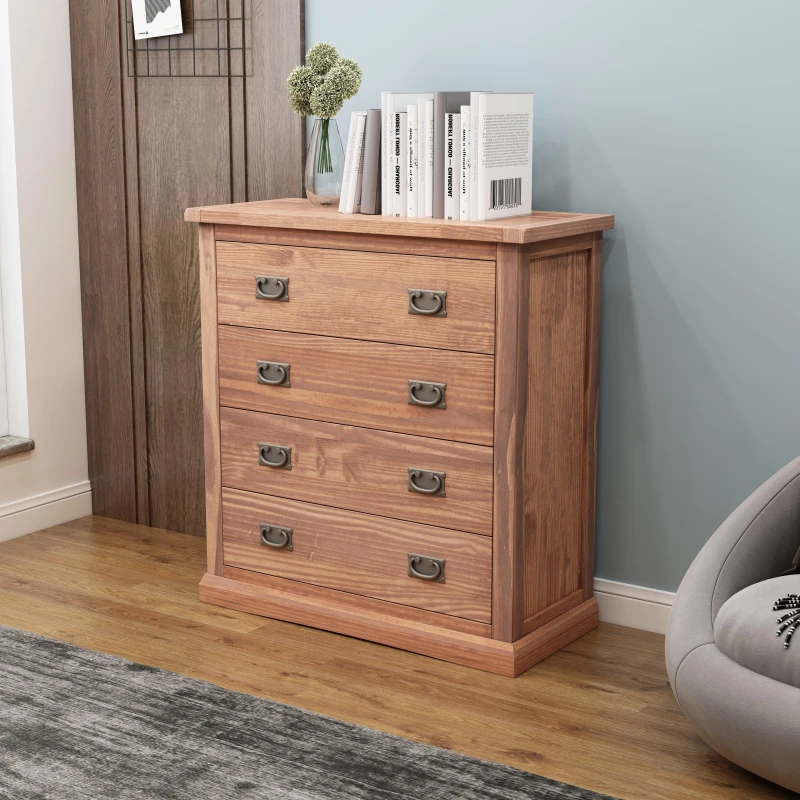 Image of Cabinet Bits Tirolo 4 Drawer Chest of Drawers Bras Drop Handle in Brown Brown Unisex
