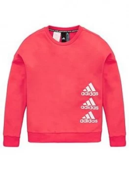 image of adidas Girls Crew Sweatshirt - Pink, Size 13-14 Years, Women