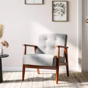 Image of Linen Wooden Armchair Rubber Single or 2 Seater Sofa
