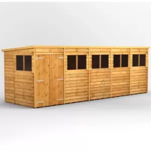 Image of 20x6 Power Overlap Pent Double Door Garden Shed