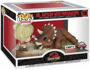 image of Jurassic Park Dr. Sattler with triceratops (POP! Moment) vinyl figure 1198 Funko Pop! multicolor