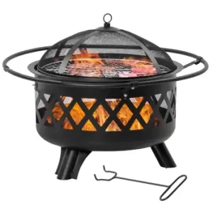 image of Outsunny 2-in-1 Outdoor Fire Pit w/ BBQ Grill