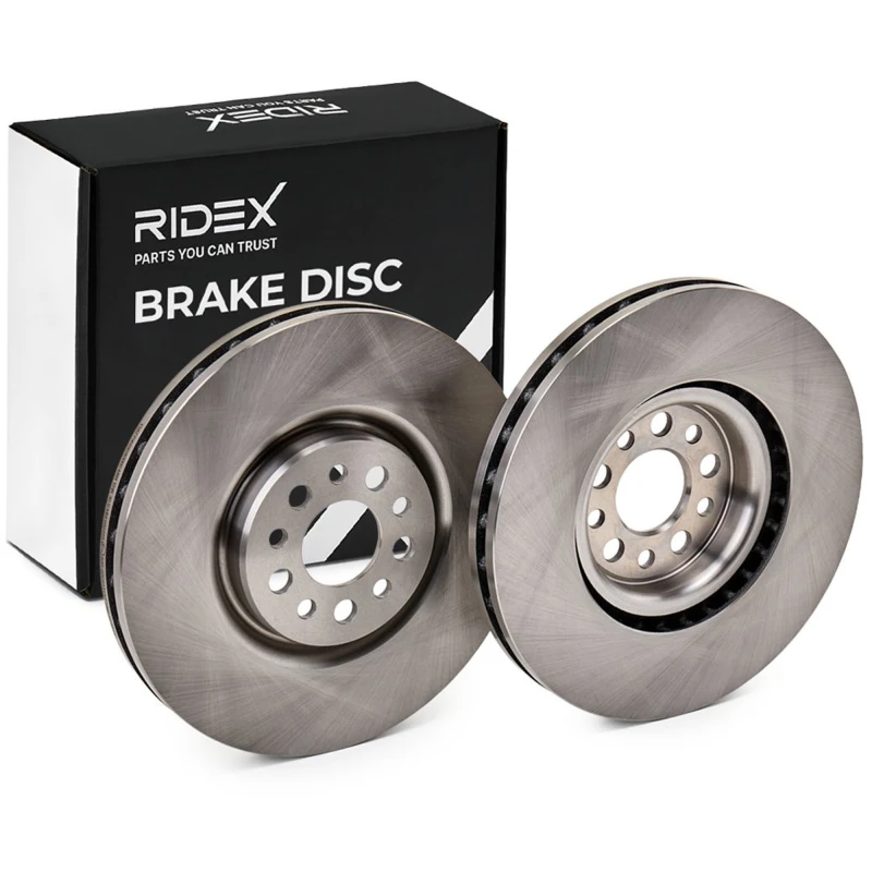 Image of RIDEX 82B0763 Brake disc Front Axle, Vented, Cast Iron, Uncoated, Untreated, without bolts/screws Cast Iron Brake Disc (82)