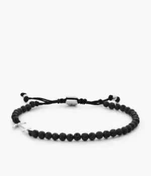 Image of Fossil Men Black Lava Stone Beaded Bracelet