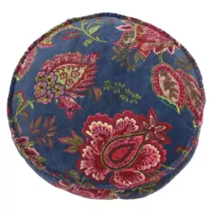 Image of Paoletti Malisa Round Polyester Filled Cushion Cotton Smoke Blue