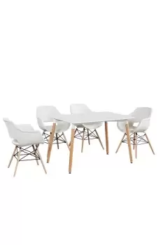Image of 'Olivia' Halo Dining Set Includes a Dining Table & Set of 4 Fabric Chairs