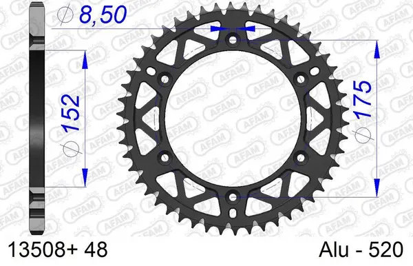 image of AFAM Aluminium Ultra-Light Self-Cleaning Rear Sprocket 13508 - 520