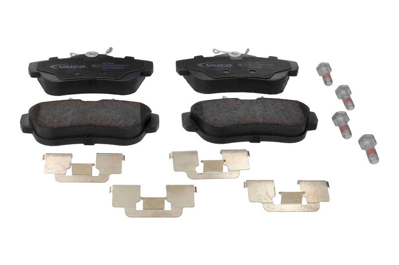 Image of VAICO V42-0096 Brake pad set Rear Axle, excl. wear warning contact, with accessories, Q+, original equipment manufacturer quality, with brake caliper