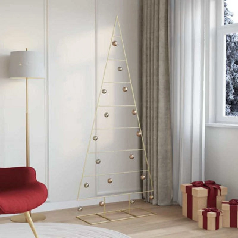 Image of Vidaxl Metal Christmas Tree With Stand Gold 211cm Powder-Coated Steel