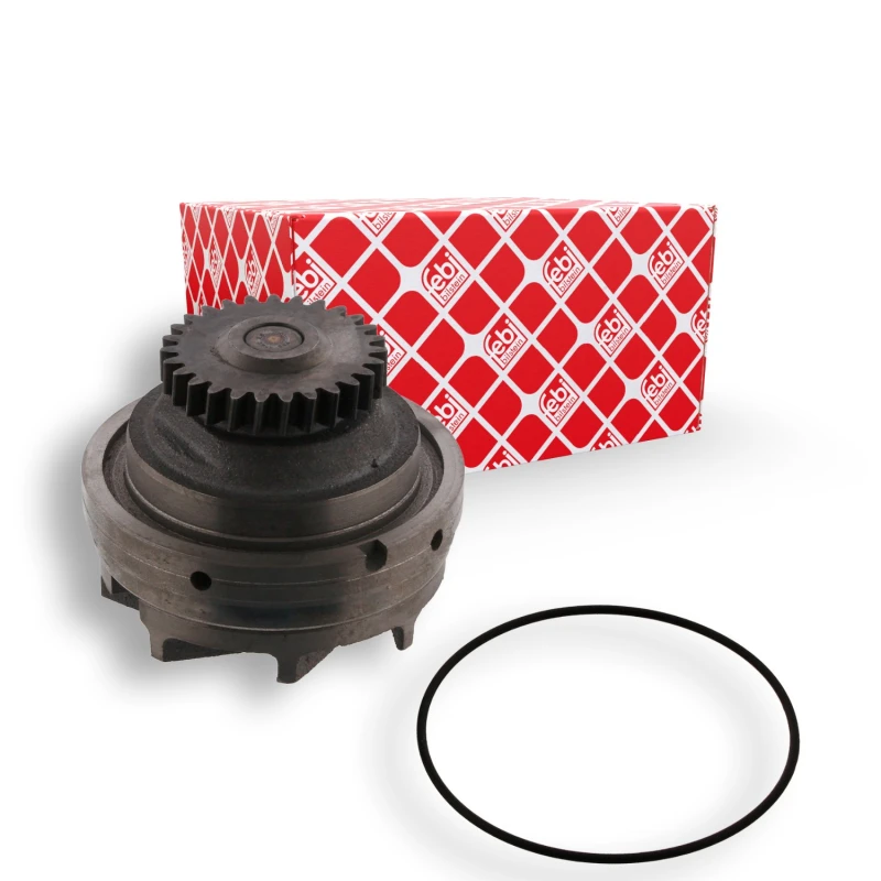 Image of FEBI BILSTEIN 35022 Water pump Number of Teeth: 27, Grey Cast Iron, with gear, with gasket/seal Grey Cast Iron Water Pump (1260)