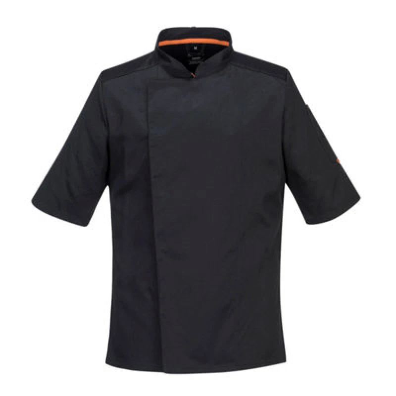 Image of Portwest MeshAir Pro Short Sleeve Chefs Jacket C738BKRL Colour: Black