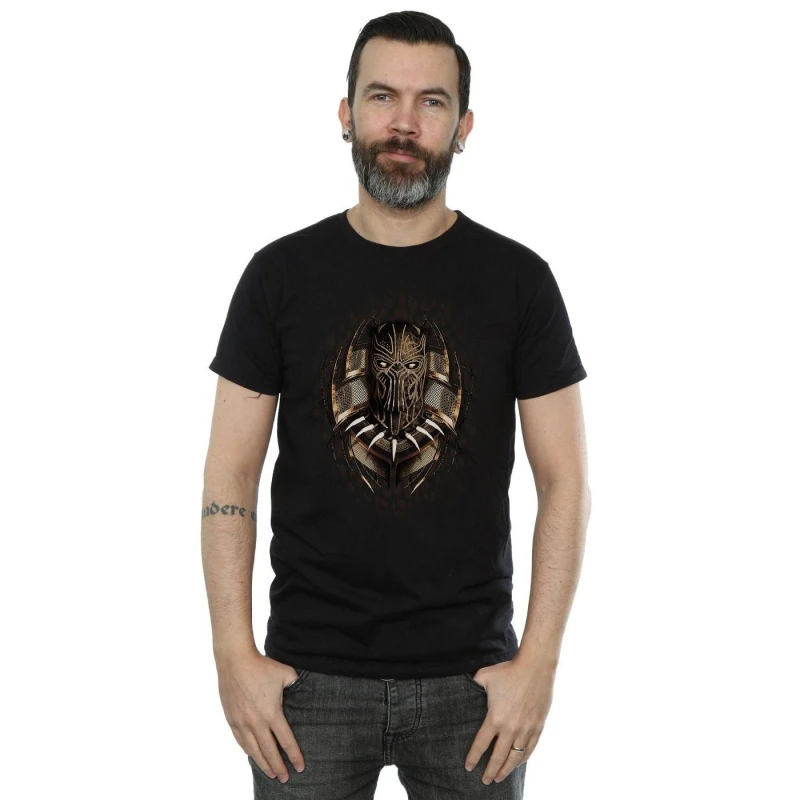 Image of Marvel Marvel Men Black Panther Gold Killmonger T-Shirt Size: Small Black S Male 5057736585092
