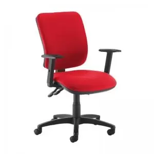 image of Senza high back operator chair with adjustable arms - Belize Red