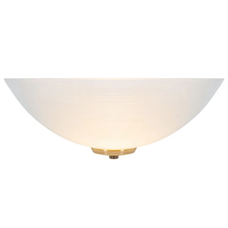 Image of Happy Homewares Traditional Antique Brass Flush Wall Uplighter With Opal Swirl Glass Diffuser