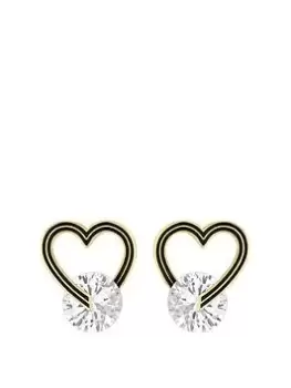 Image of Jon Richard Gold Plated Jet Open Heart And Crystal Earrings, Gold, Women