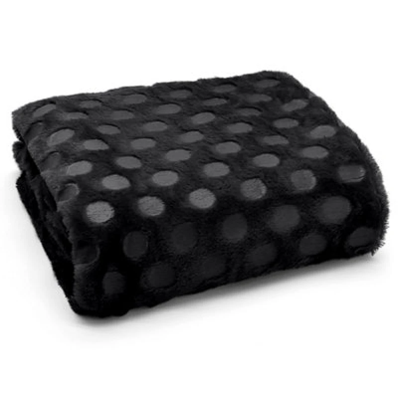 Image of Velosso Cosy Lounge Plush Popcorn Effect Faux Fur Throw Blanket - Heat Set, Soft Texture, Durable Fabric, Size 127Cmx150Cm - Black