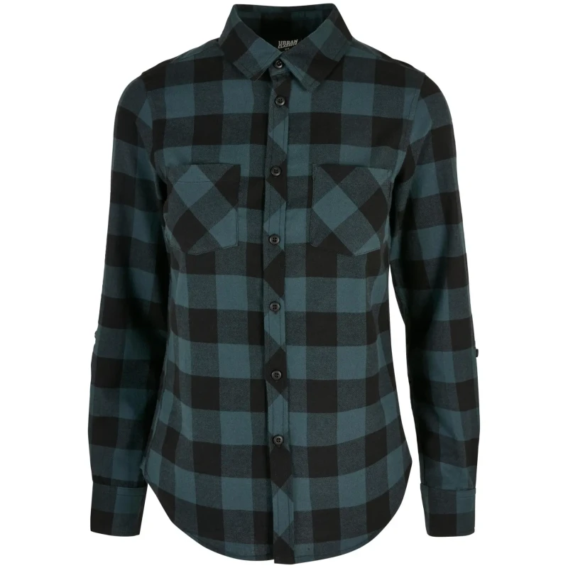 Image of Urban Classics Womens plaid flannel shirt Urban Classics GT Bleu Female 4XL