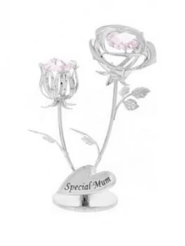 image of Crystocraft Crystocraft Chrome Plated Rose & Rose Bud Special Mum, One Colour, Women