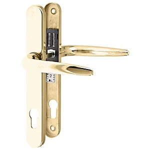 Image of Yale Essentials Long Backplate Door Handle - Polished Gold
